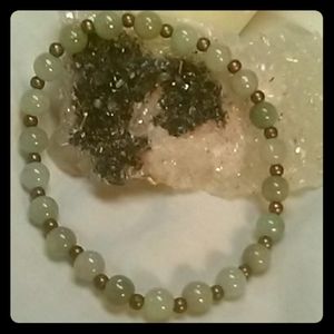 Naural Jade & Bronze Bead Healing Crystal Bracelet